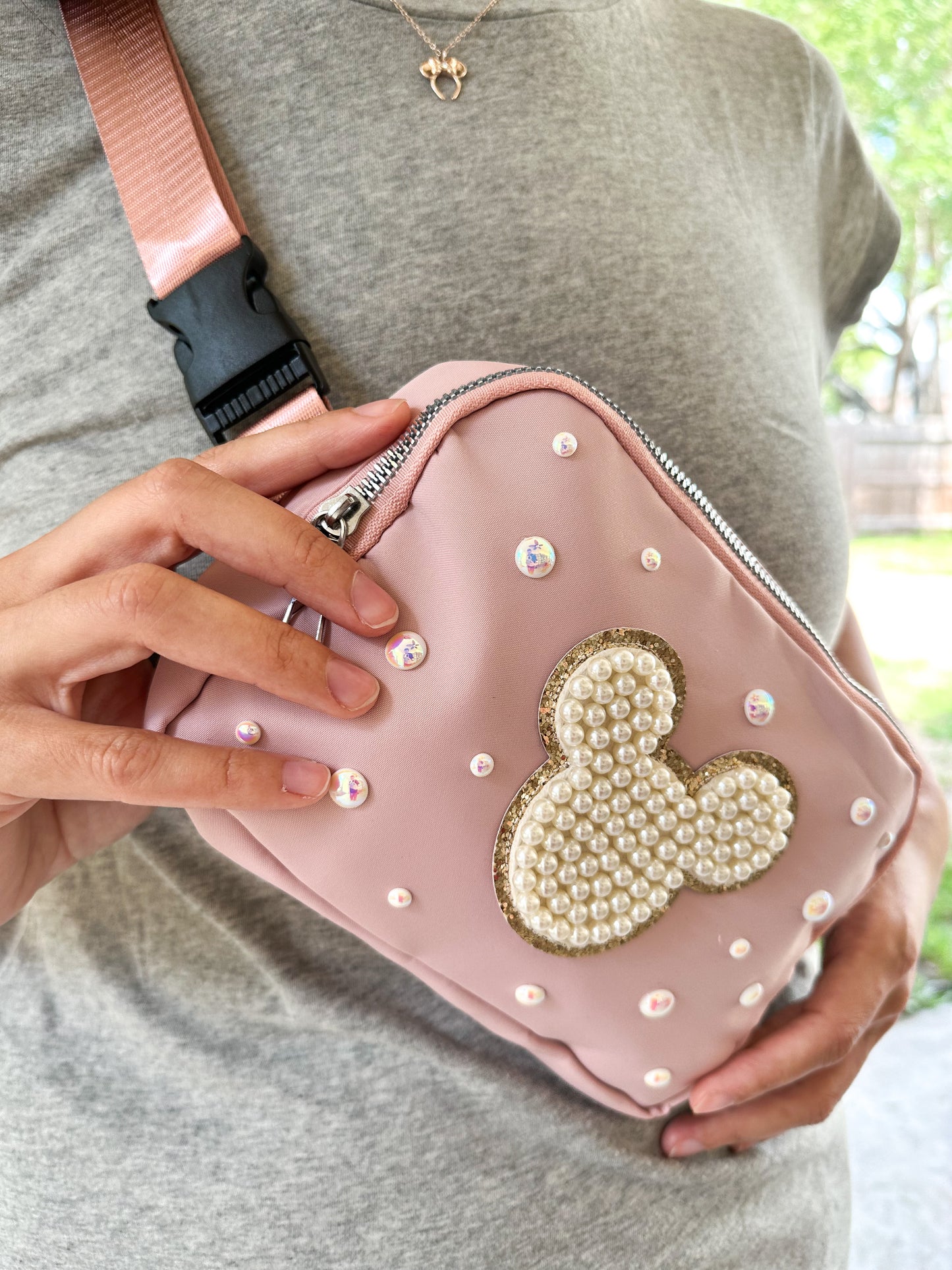 Soft Pink Bag with Mouse Patch