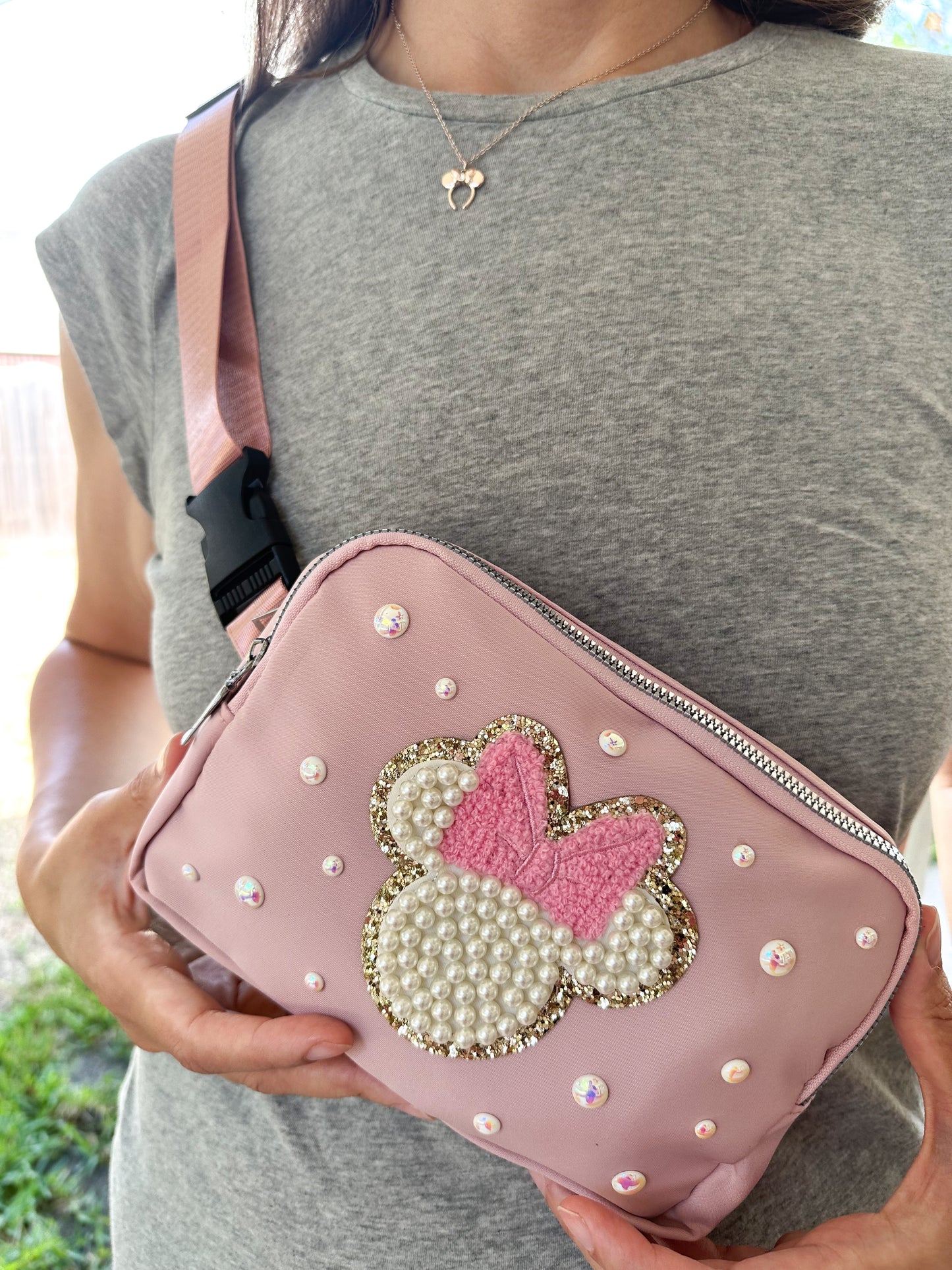 Soft Pink Bag with Pink Bow Mouse Patch