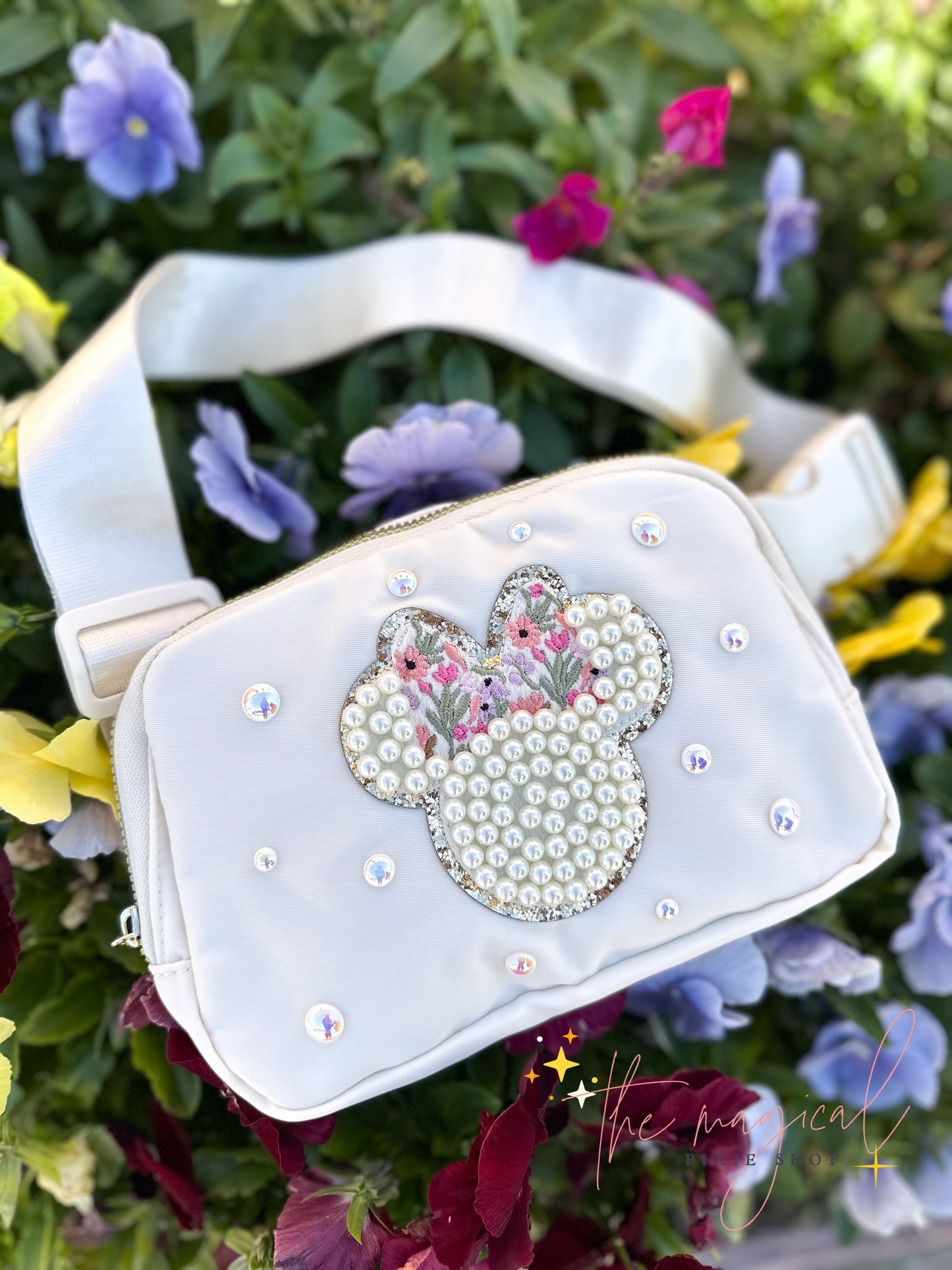 Ivory Bag with Flower Bow Patch