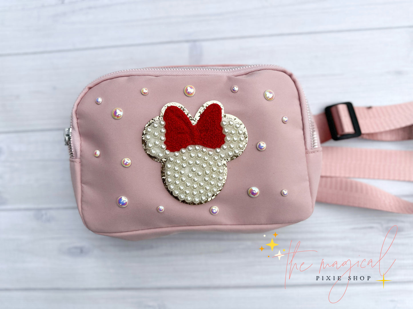 Soft Pink Bag with Red Bow Mouse Patch