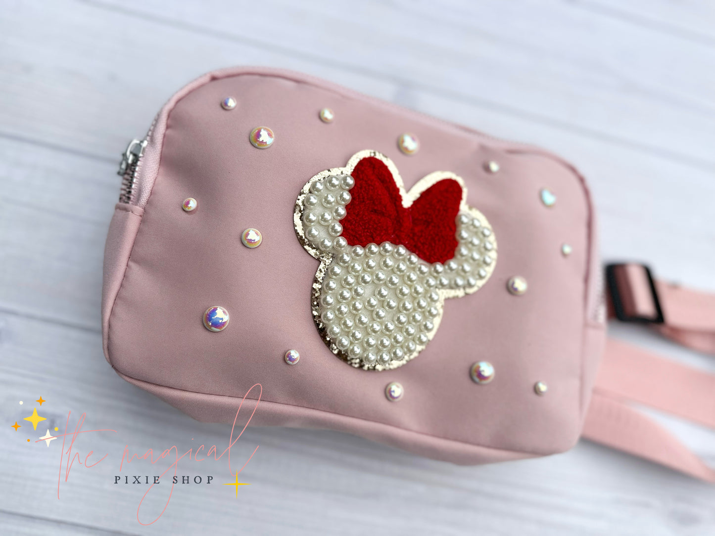 Soft Pink Bag with Red Bow Mouse Patch