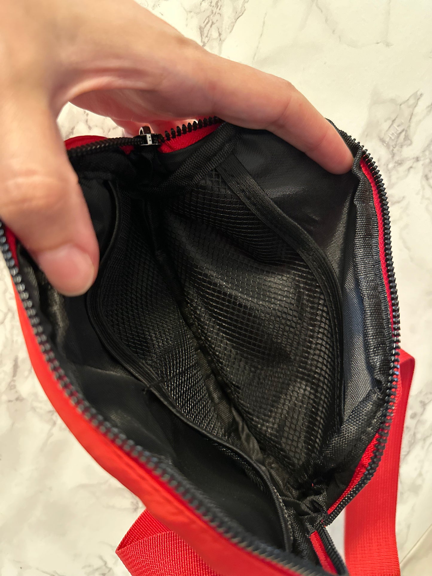 Red Bag with Mouse Patch and HEART pearls