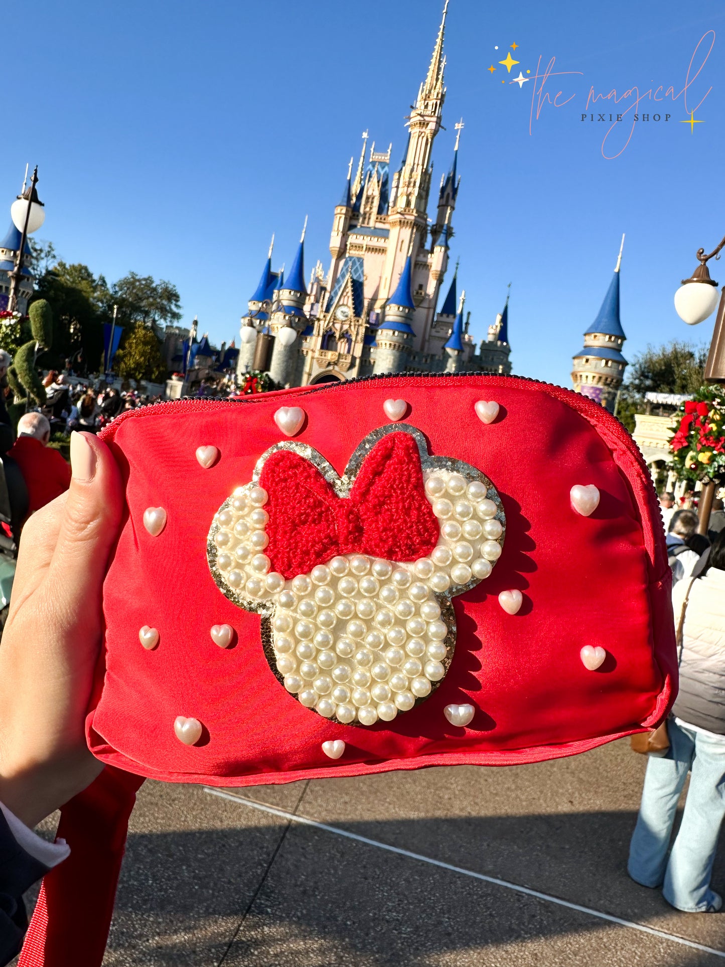 Red Bag with Red Bow Mouse Patch and HEART pearls