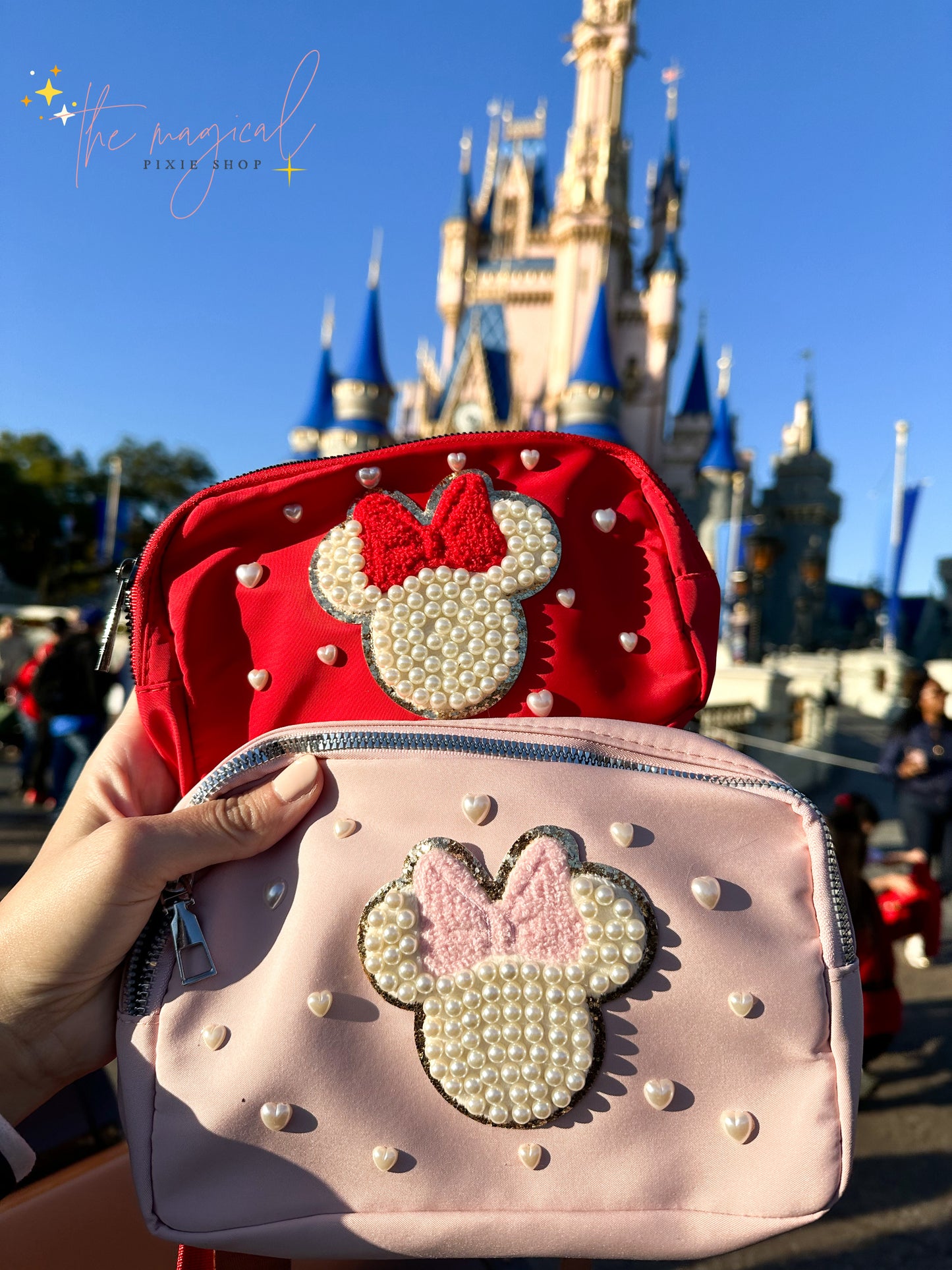 Red Bag with Red Bow Mouse Patch and HEART pearls