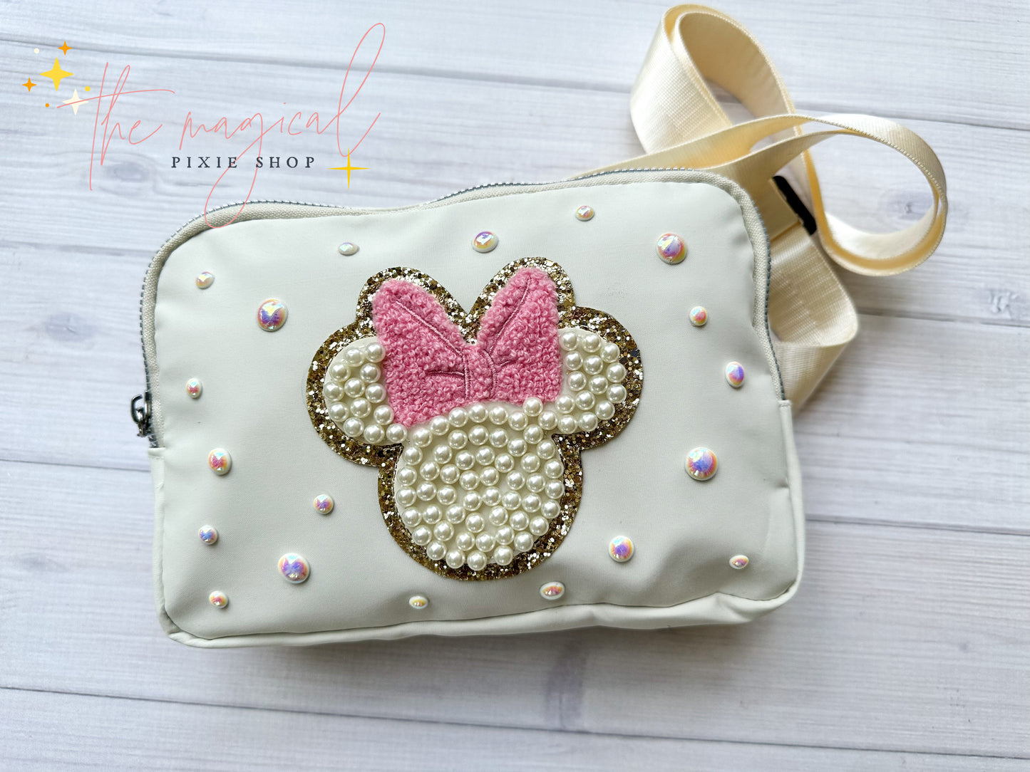 Ivory Bag with Pink Bow Mouse Patch