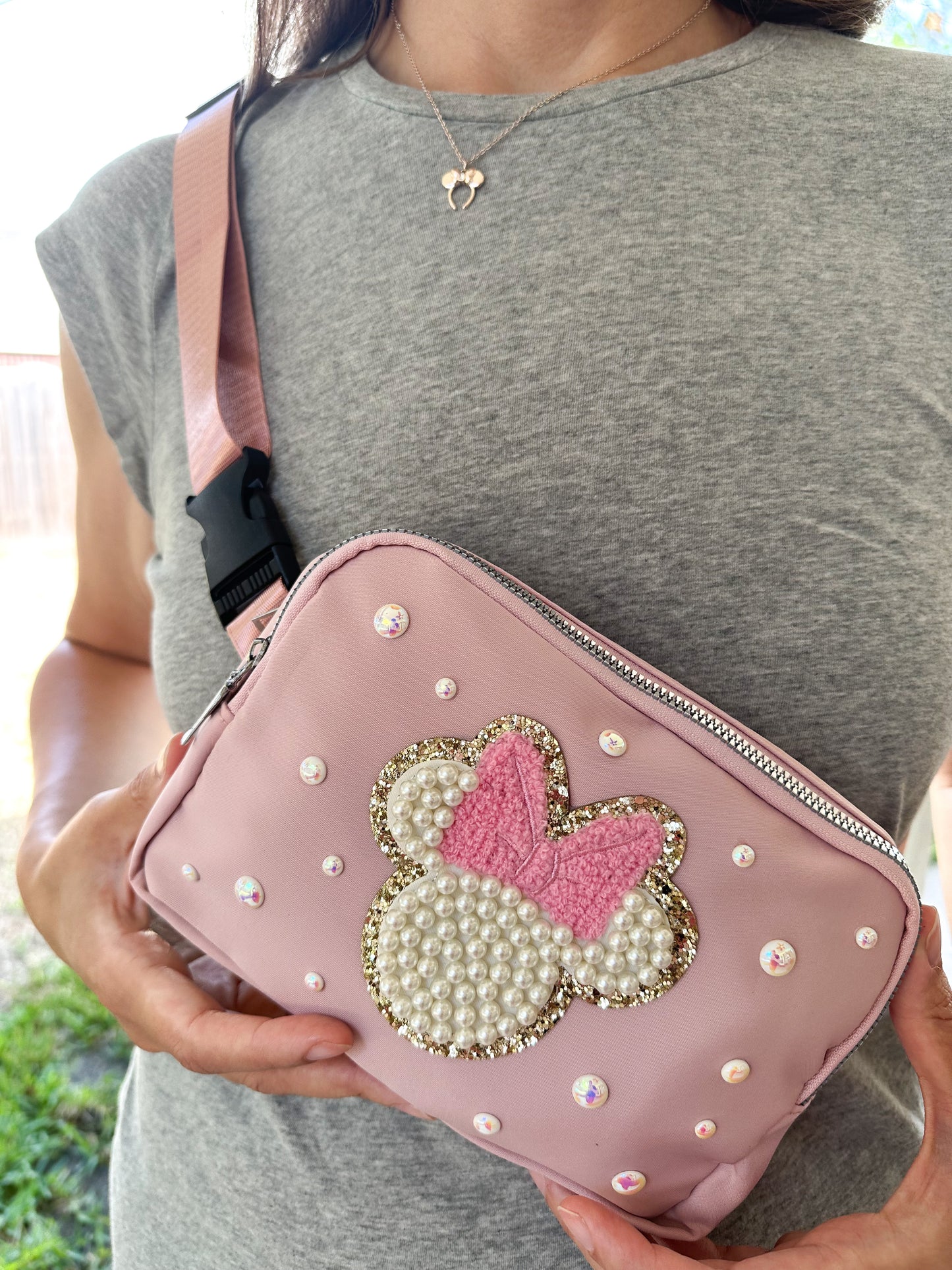 Soft Pink Bag with Pink Minnie Patch