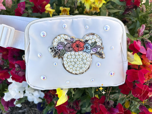 Ivory Bag with Flower Crown Patch