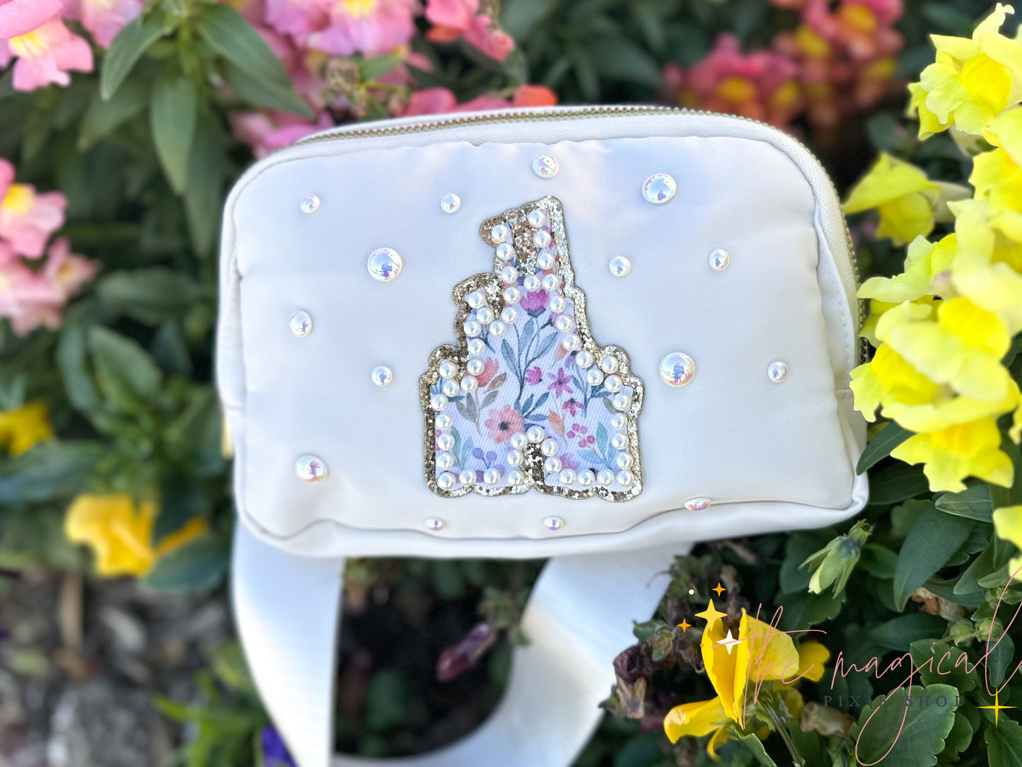 Floral Castle Patch Ivory Crossbody