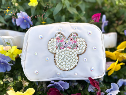 Ivory Bag with Flower Bow Patch