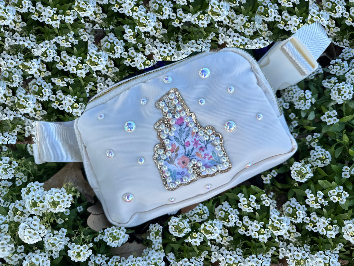 Floral Castle Patch Ivory Crossbody