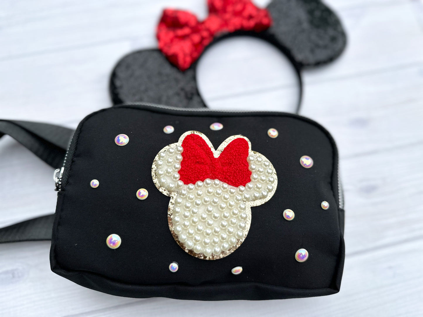 Black Bag with Red Minnie Patch