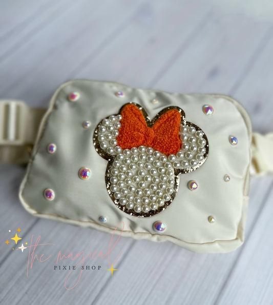 Ivory Bag with Orange Minnie Patch